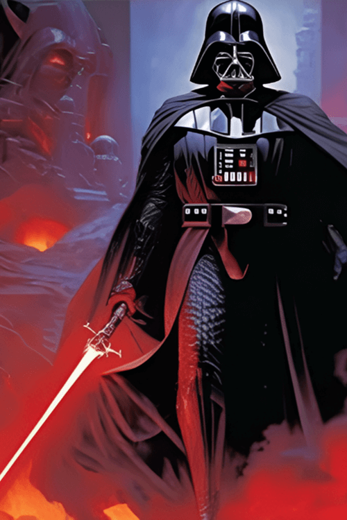 darth vader – light saber – fighting stance